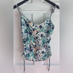 Women's Prana Blue and Green Floral Tankini top. Size medium